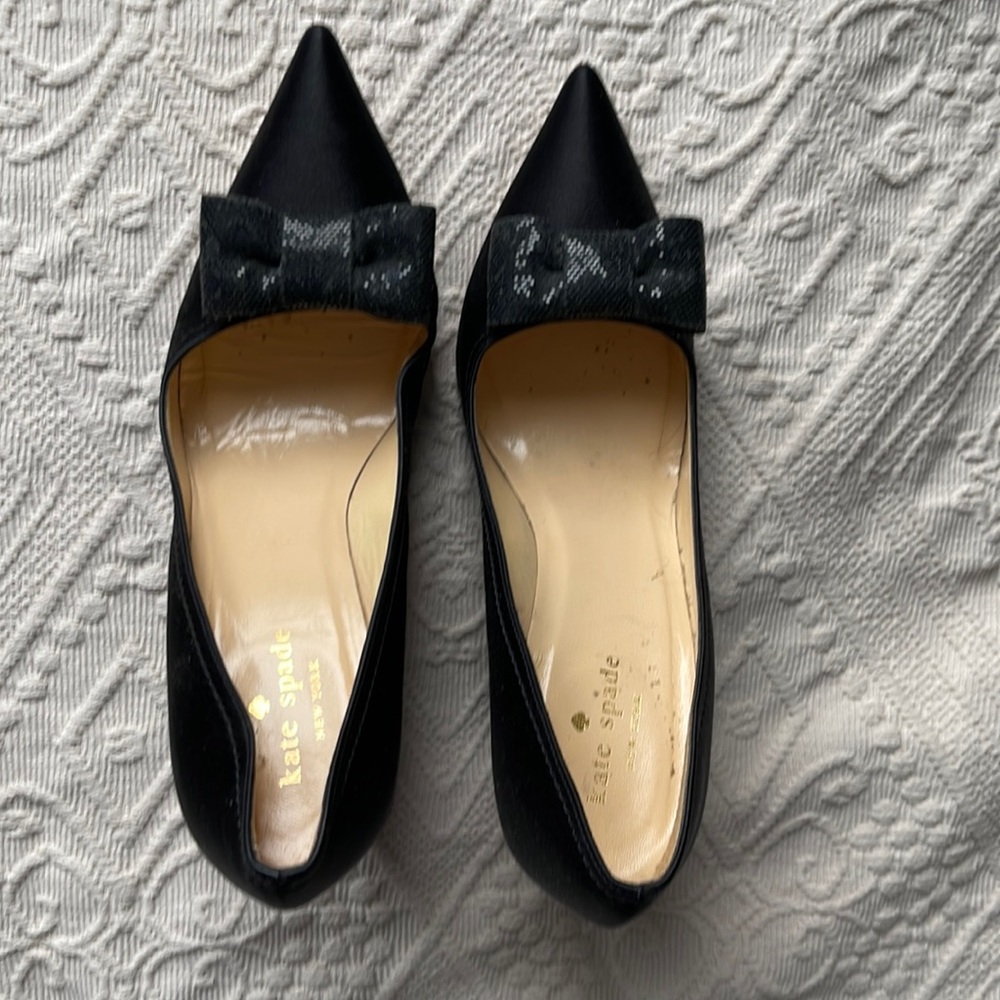 Kate spade black satin pump heels
